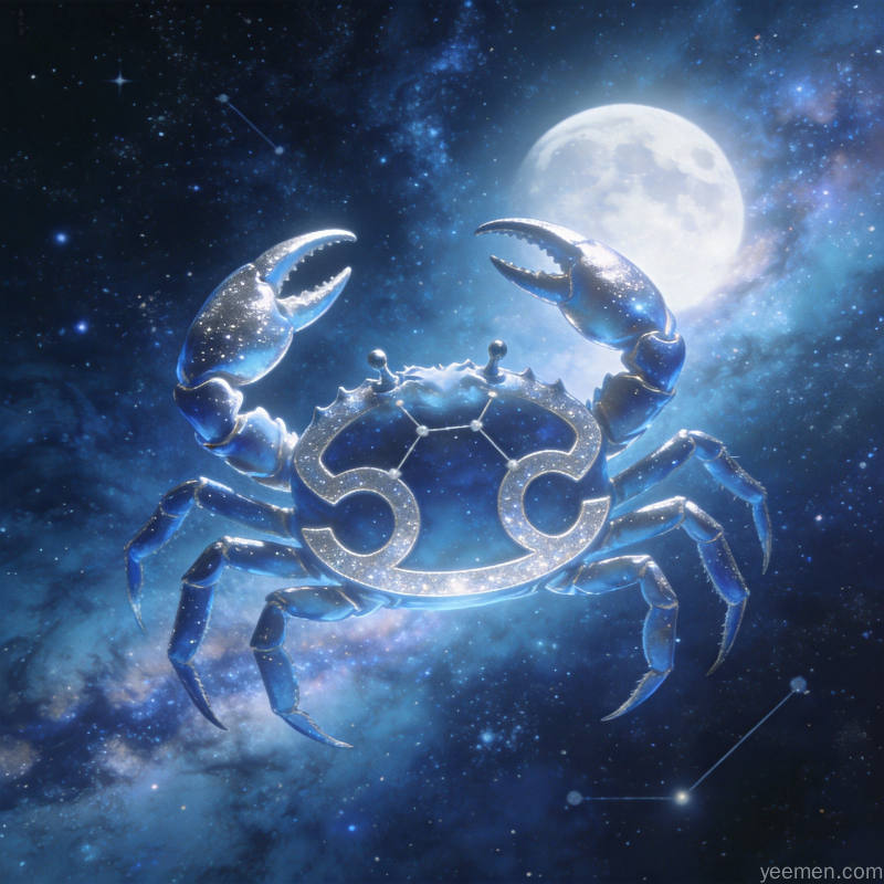 梦幻星空风格的巨蟹座符号与银河,浪漫唯美的星象意境