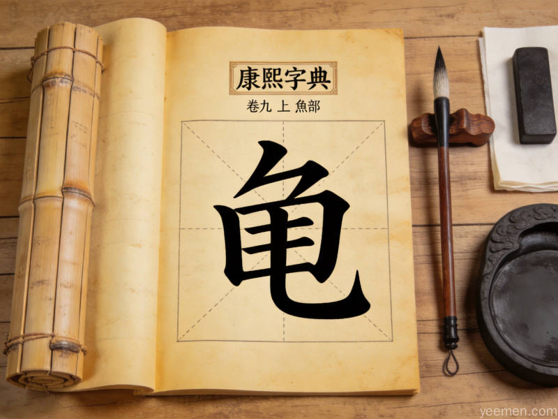 康熙字典泛黄书页与竹简文房四宝，传统文字文化厚重感