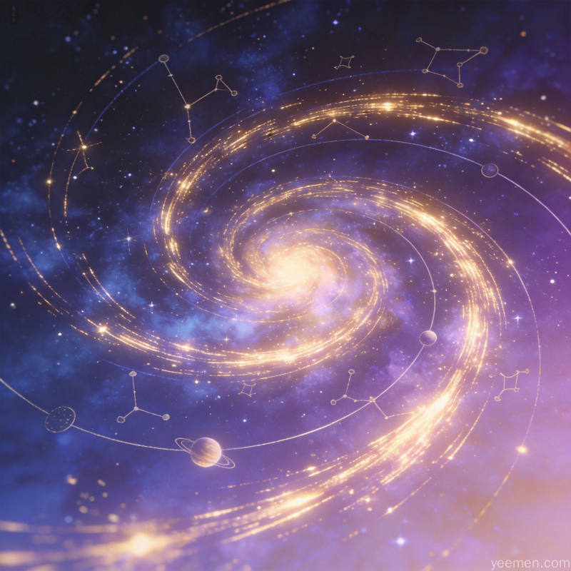 星空轨迹螺旋表现紫微四化飞星在天穹中的运行节律