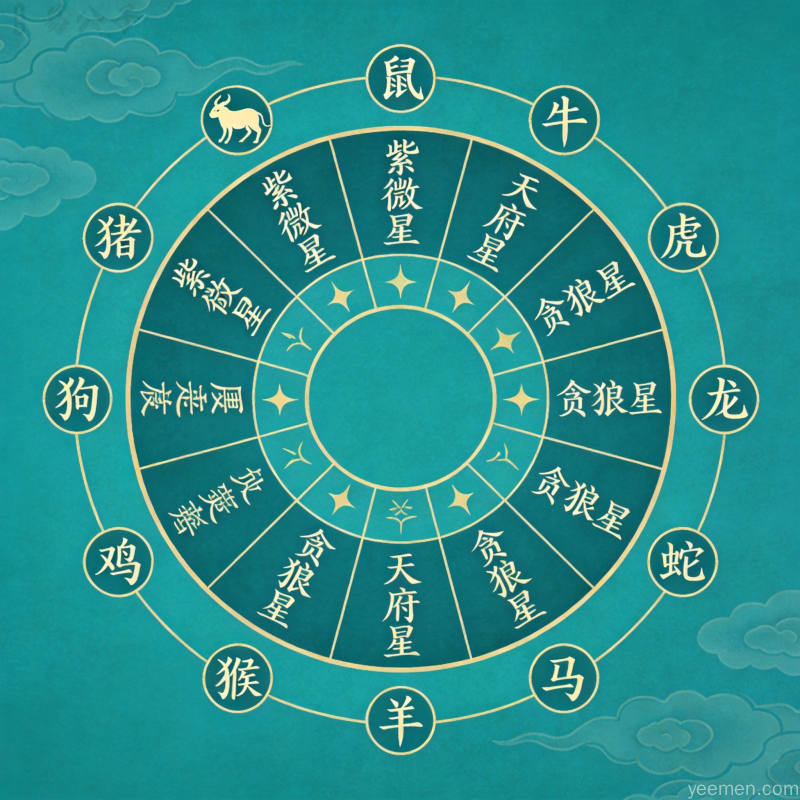 紫微斗数十二宫位传统命盘图解