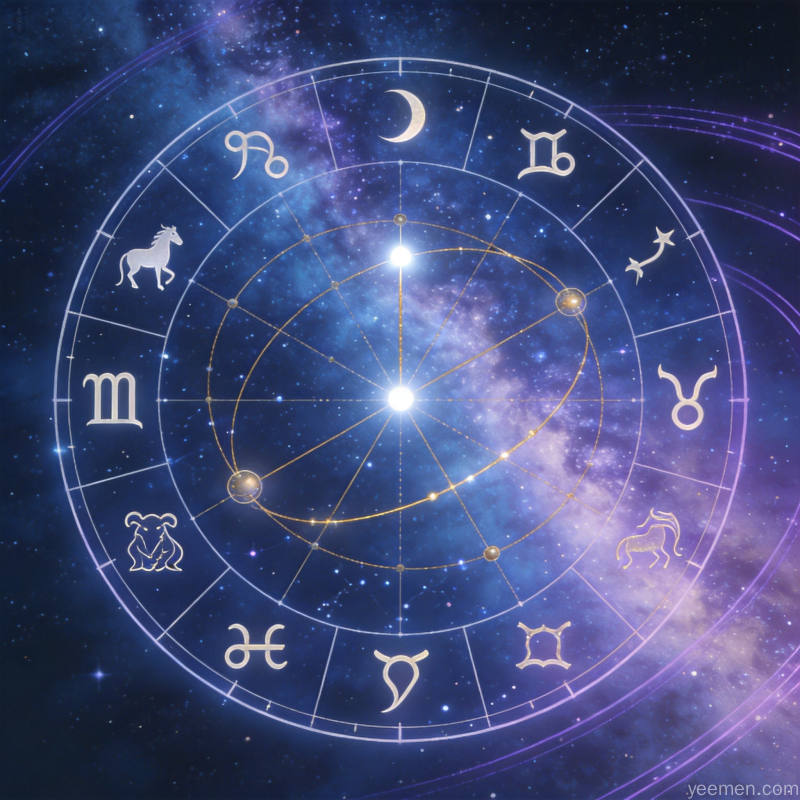 星空梦幻风格的命盘圆形星图艺术配图