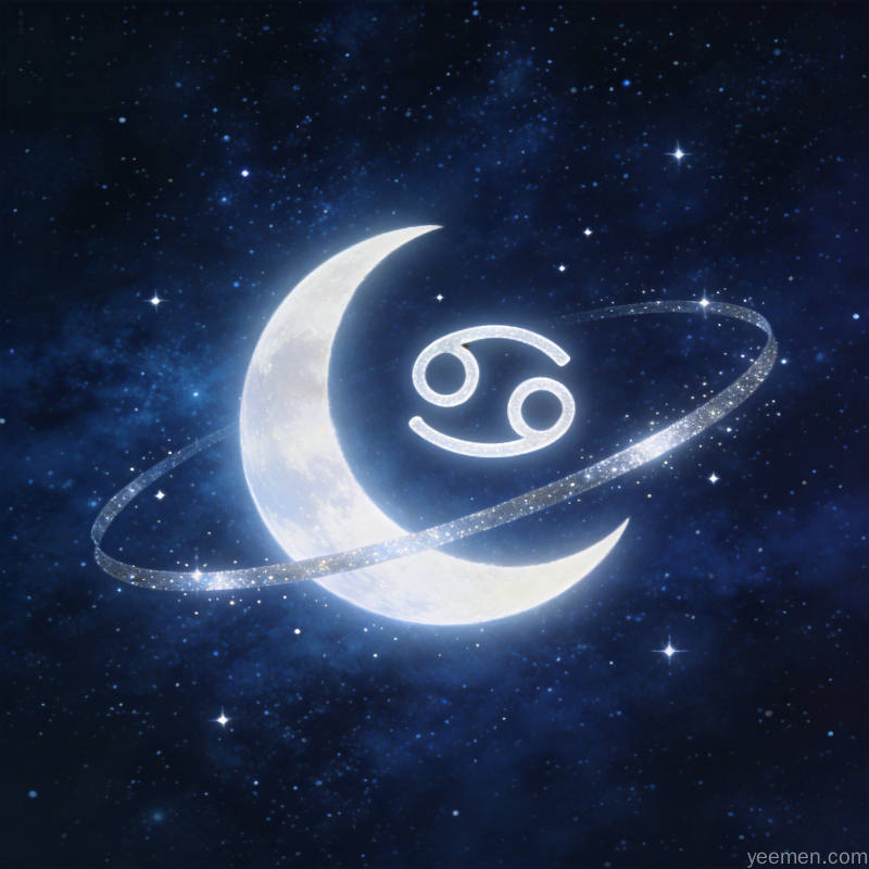 星空梦幻风格巨蟹座新月示意图星辰光带