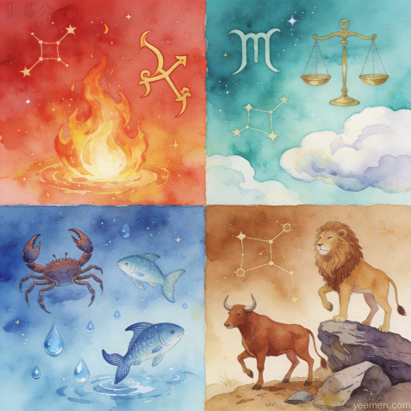 深蓝紫渐变背景上的十二星座符号环形排列,星空璀璨