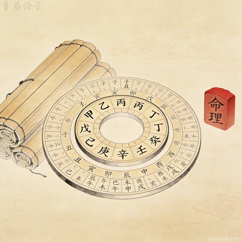 水墨风格的紫微命盘图谱,十四主星分布十二宫位,意境深邃悠远