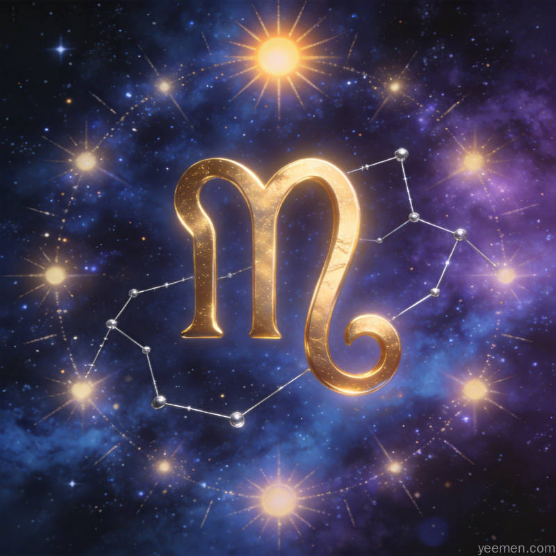 金色狮子座符号与星空光芒的梦幻风格插图