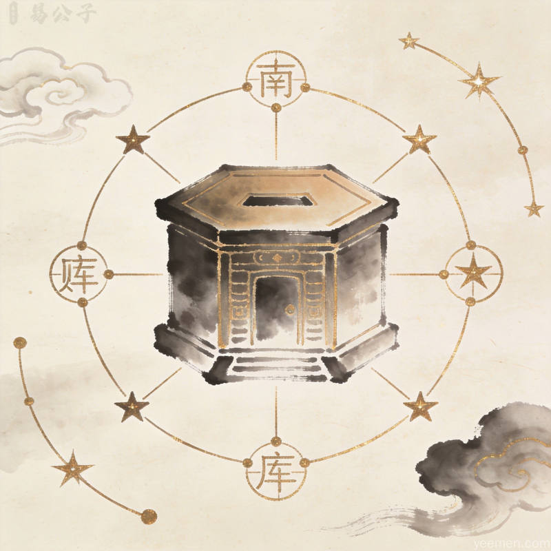 水墨风格紫微斗数星盘图案呈现南斗主星布局