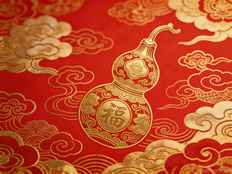 铜葫芦挂件搭配红绳装饰,小口大肚造型承载福禄双全的民俗寓意
