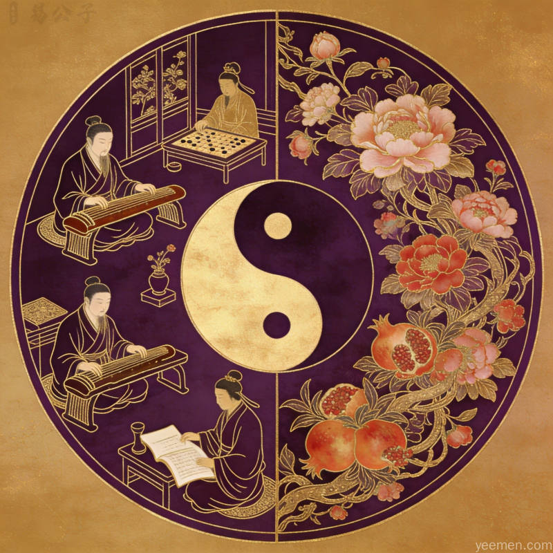 青花瓷纹风格三足金蟾口衔元宝的古典图案