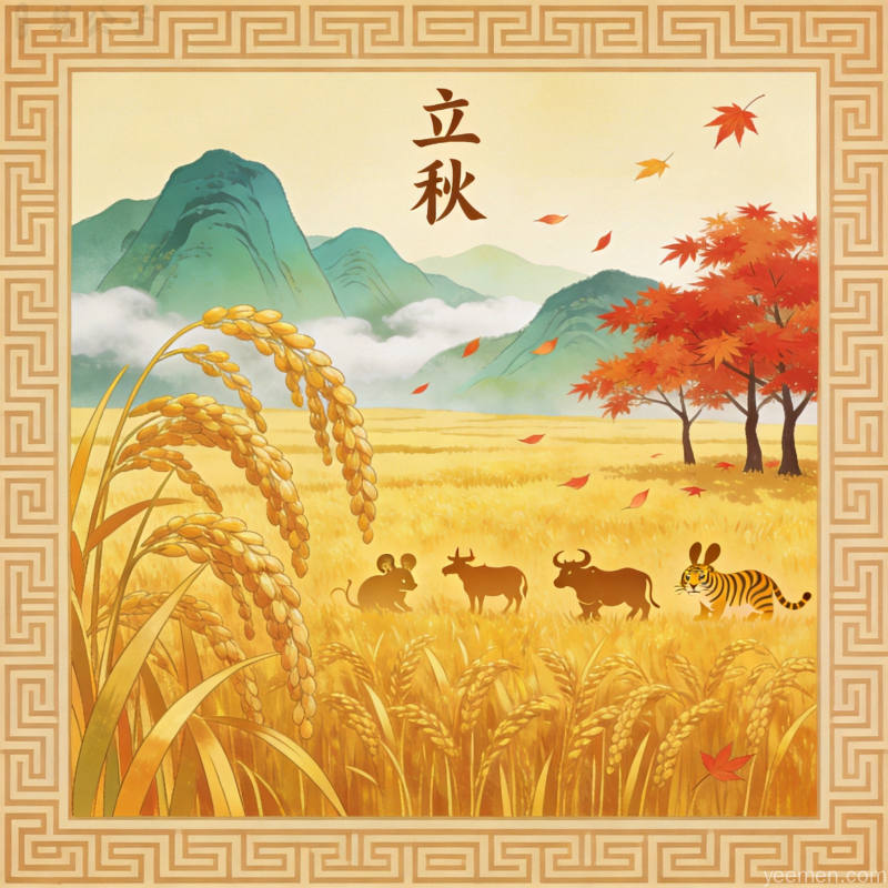 水墨风格的秋季自然意境图