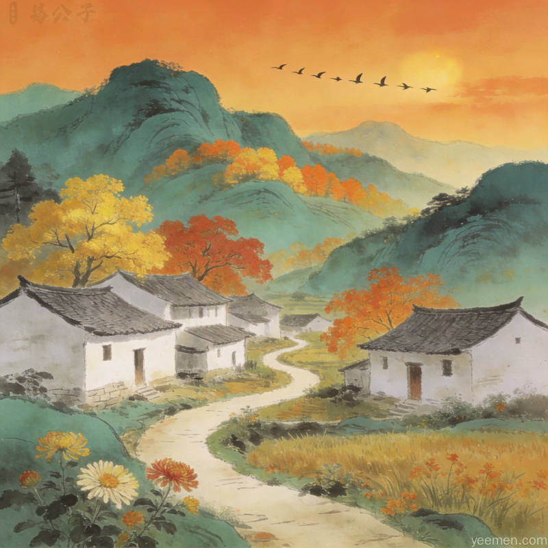 水墨写意风格的卧虎听泉山林意境画