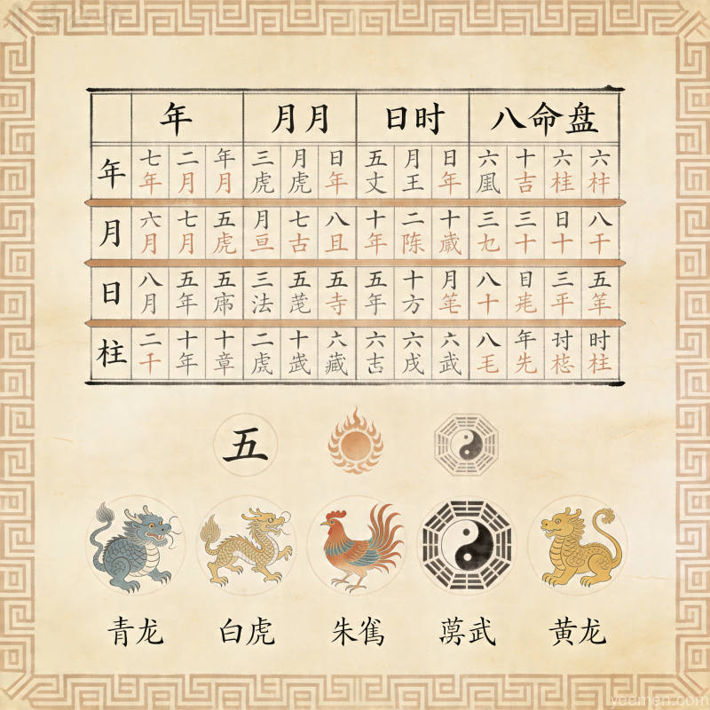 生辰命理图：八字排盘详解