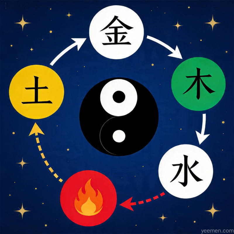 命盘八卦图：太极八卦与五行配置