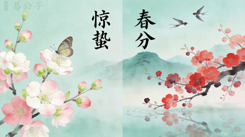 春季六节气水墨画春分清明意象