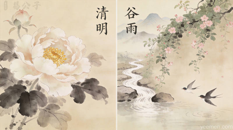 春季六节气水墨画谷雨意象