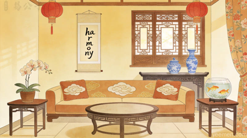 客厅招财摆设示意