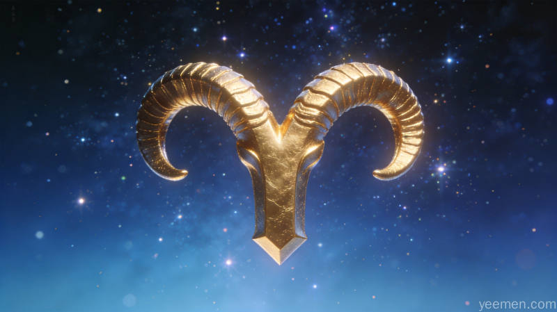 金色白羊座符号与银河星空，象征财运与机遇
