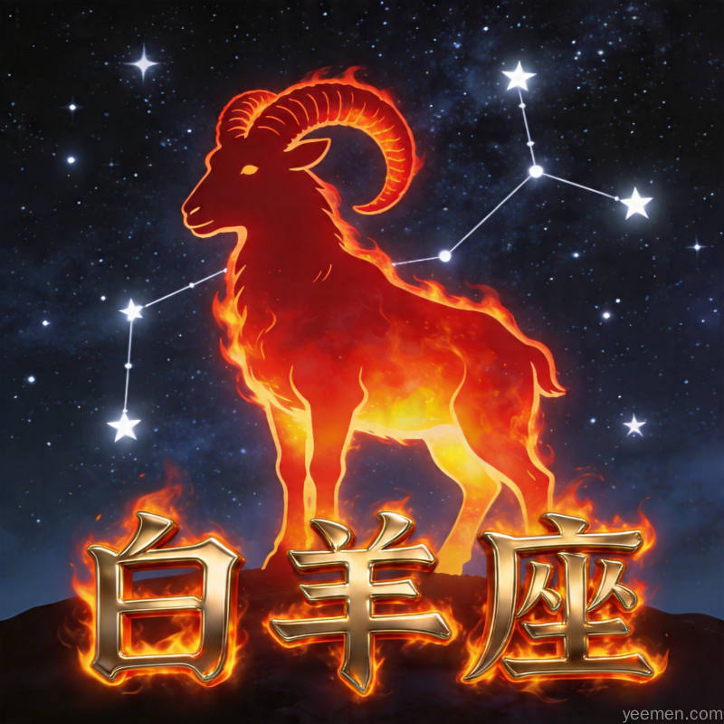 白羊撕掉标签主题插图：火焰元素星空构图的艺术化呈现