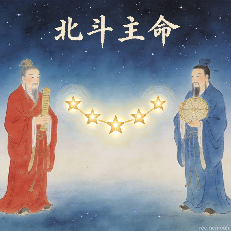 北斗七星和各路星辰，传统文化风格
